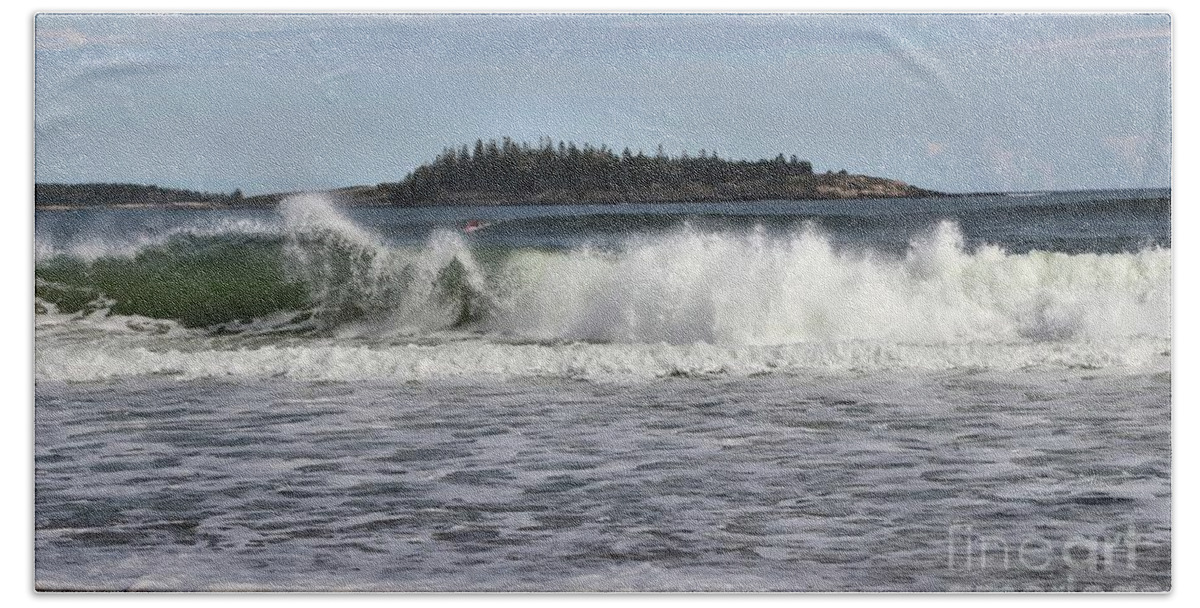 Ocean Bath Towel featuring the photograph The Beauty Of Popham, Panorama by Sandra Huston