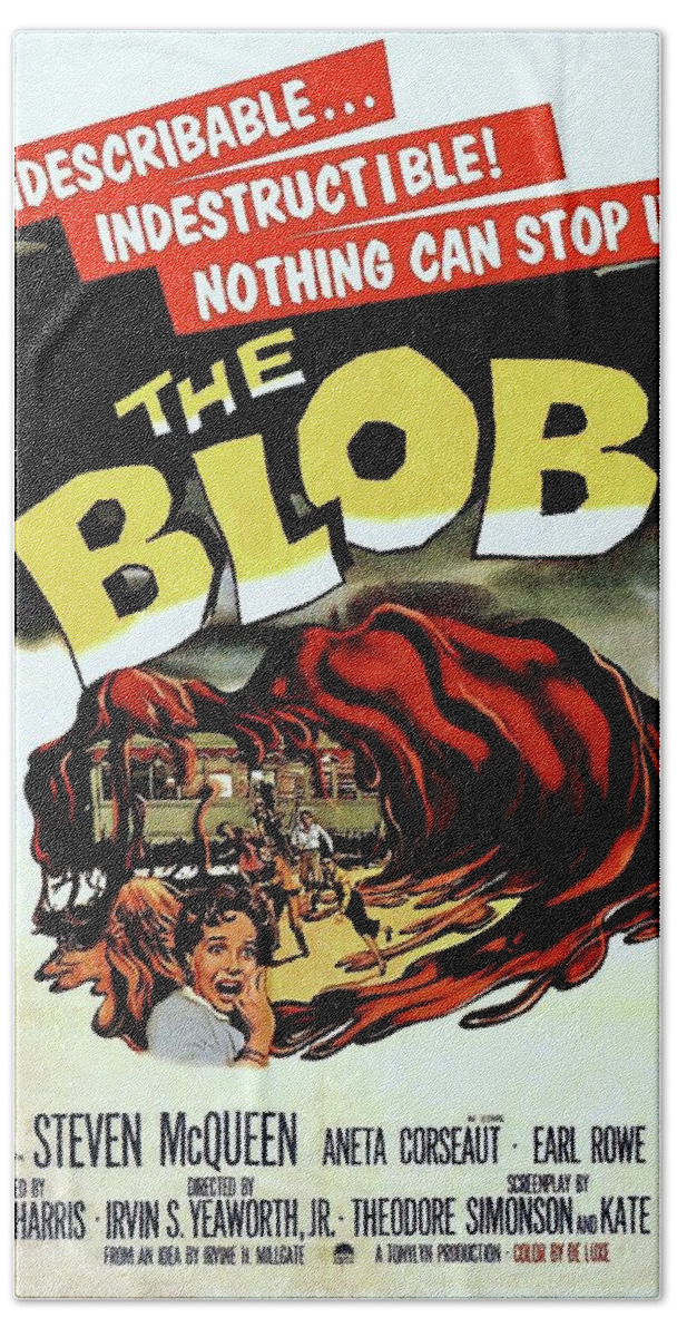 The Blob Hand Towel featuring the photograph The Blob by Movie Poster Prints