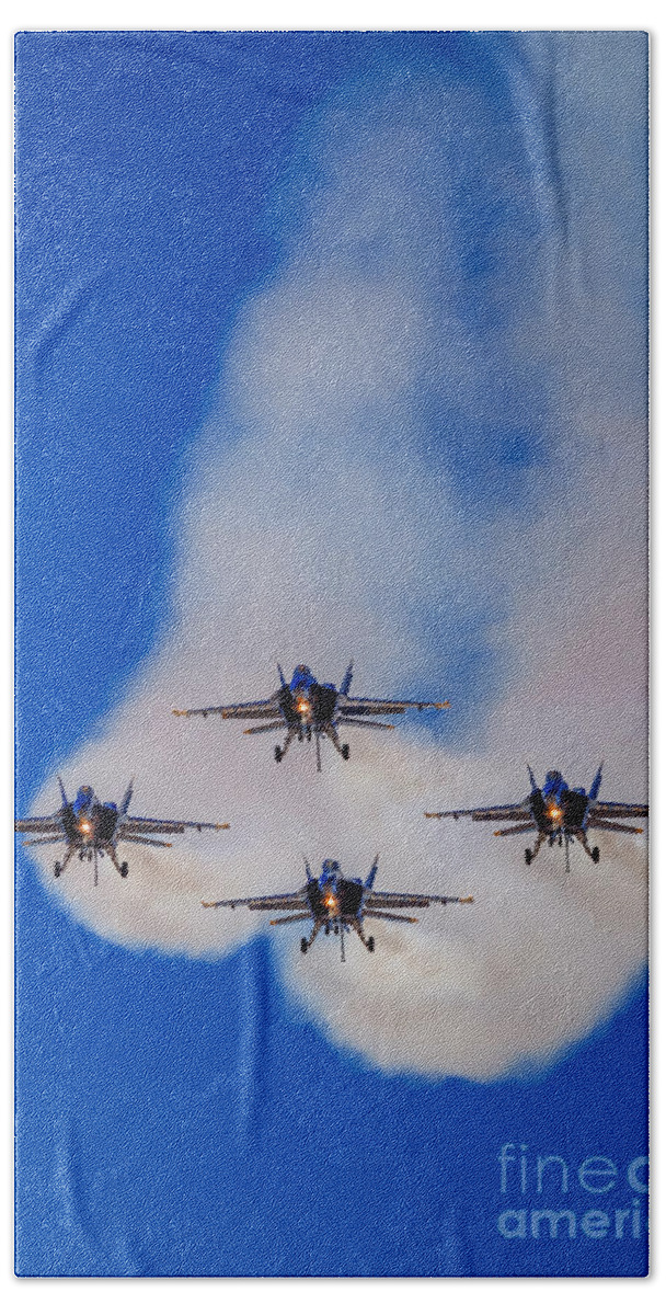 Top Gun Bath Towel featuring the photograph The Blue Angels - U.S. Navy Flight Demonstration Squadron by Sam Antonio