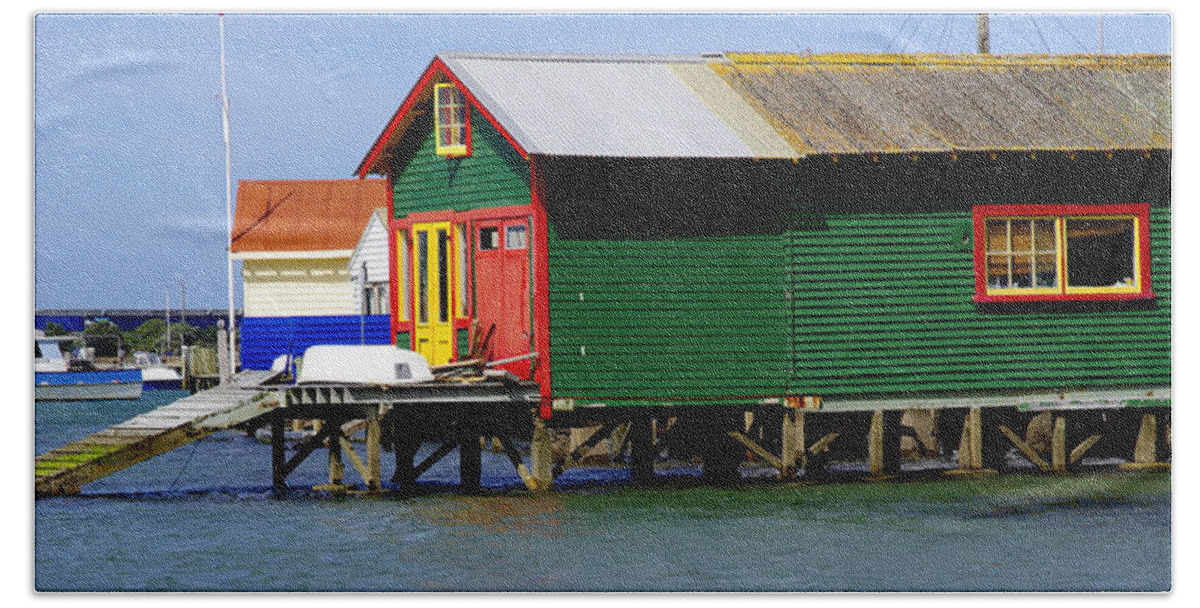 Boat Houses Bath Towel featuring the photograph The Green Boat House - Fine Art Print by Kenneth Lane Smith
