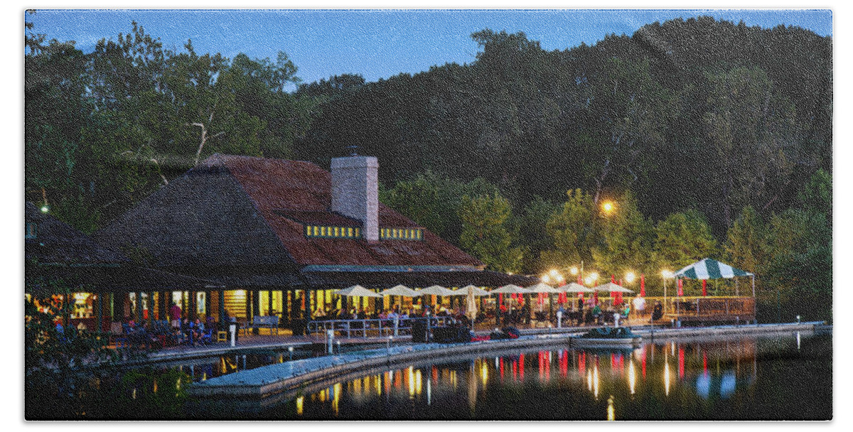 Forest Park Hand Towel featuring the photograph The Boat House by Randall Allen