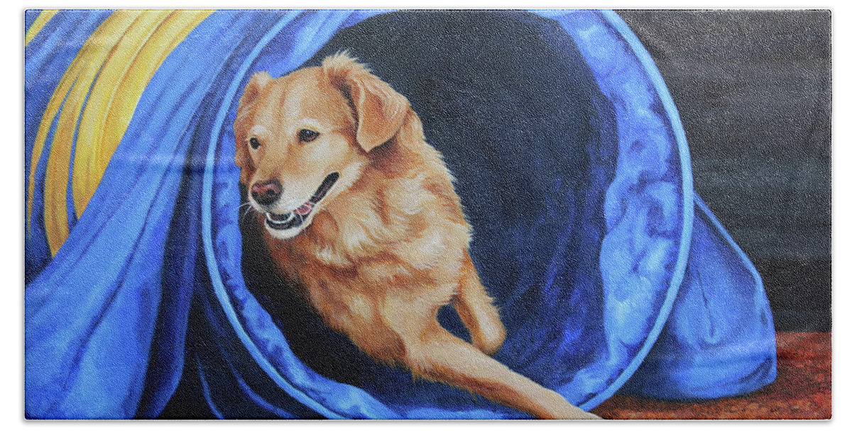 Dog Bath Towel featuring the painting The Champion by Lucy West
