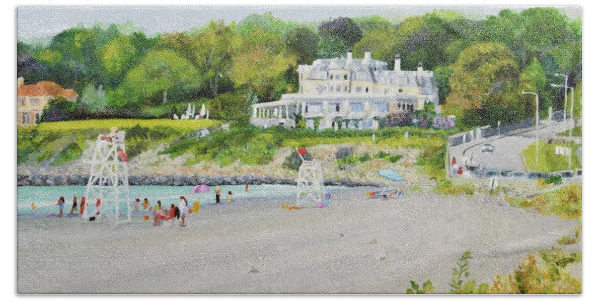 The Chanler Hand Towel featuring the painting The Chanler Newport RI by Patty Kay Hall