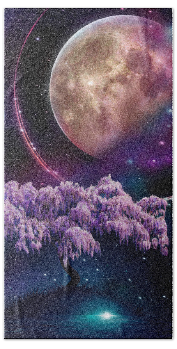 Wisteria Bath Towel featuring the digital art The Cosmos in Bloom by Rachel Emmett