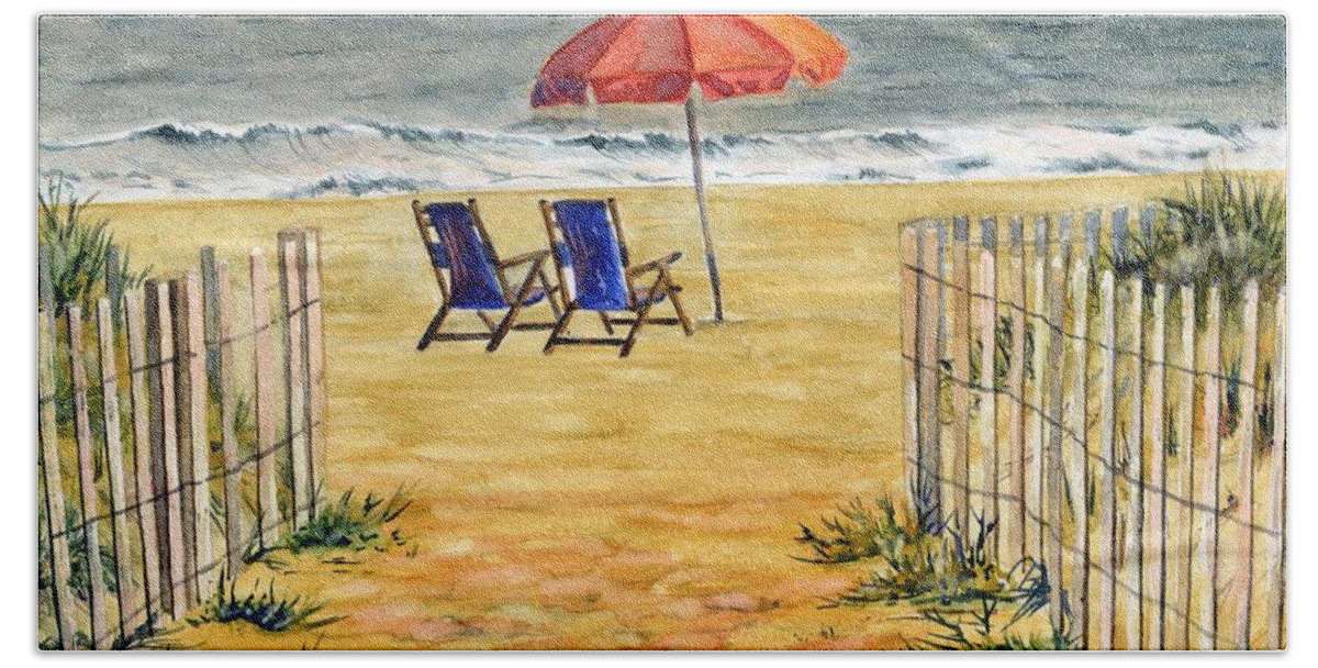 Ocean Bath Towel featuring the painting The Day Awaits by Melly Terpening