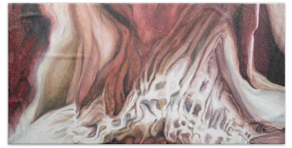 #artandoradiology; #painting; #artist; #oilpainting; #oilpainting; #art Bath Towel featuring the painting The Deviation of the Spine, Study 6 by Veronica Huacuja