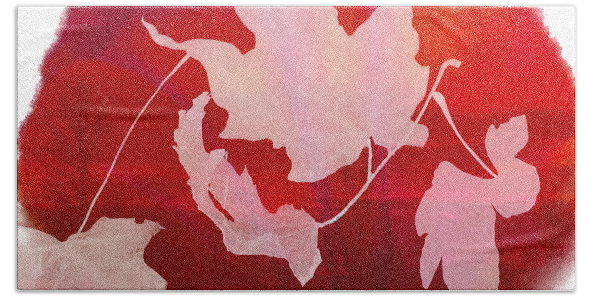 Red Bath Towel featuring the mixed media The Falling Leaves by Moira Law