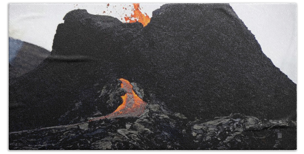Volcano Bath Towel featuring the photograph The first vent by Christopher Mathews