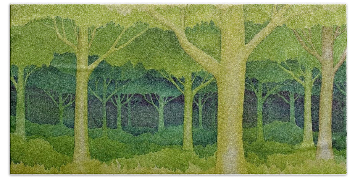 Kim Mcclinton Hand Towel featuring the painting The Forest for the Trees by Kim McClinton