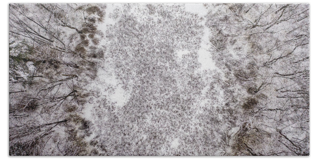 Dji Mavic Pro 2 Bath Towel featuring the photograph The frozen Lake in Winter by John McGraw