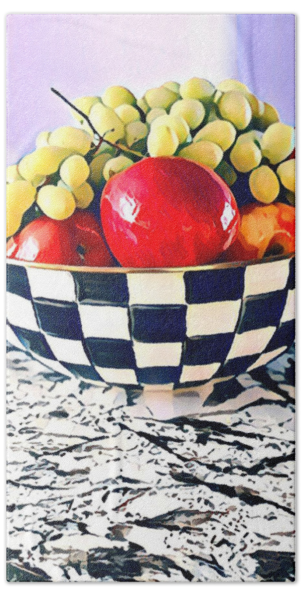 Red Apples Bath Towel featuring the digital art The Fruit Bowl by Juliette Becker