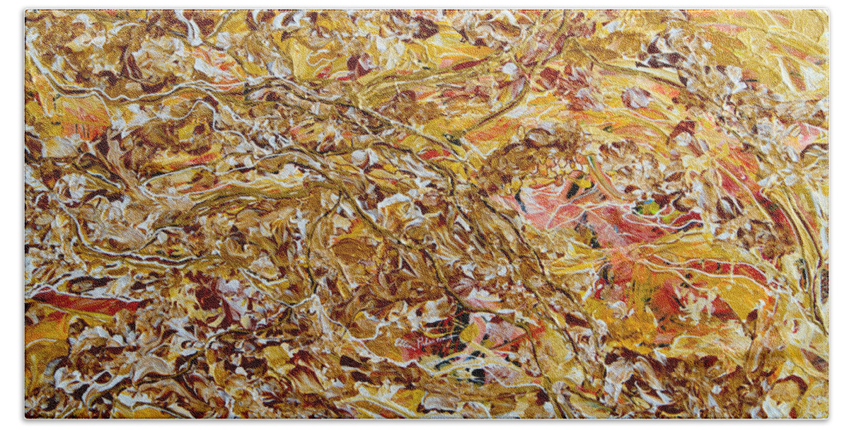 Wall Art Bath Towel featuring the painting The Golden Branches of Autumn by Ellen Palestrant