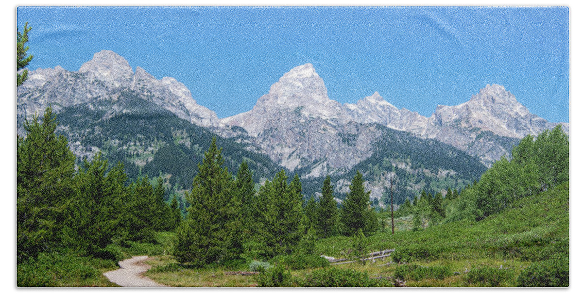 Nature Bath Towel featuring the photograph The Grand Teton Range by Rose Guinther