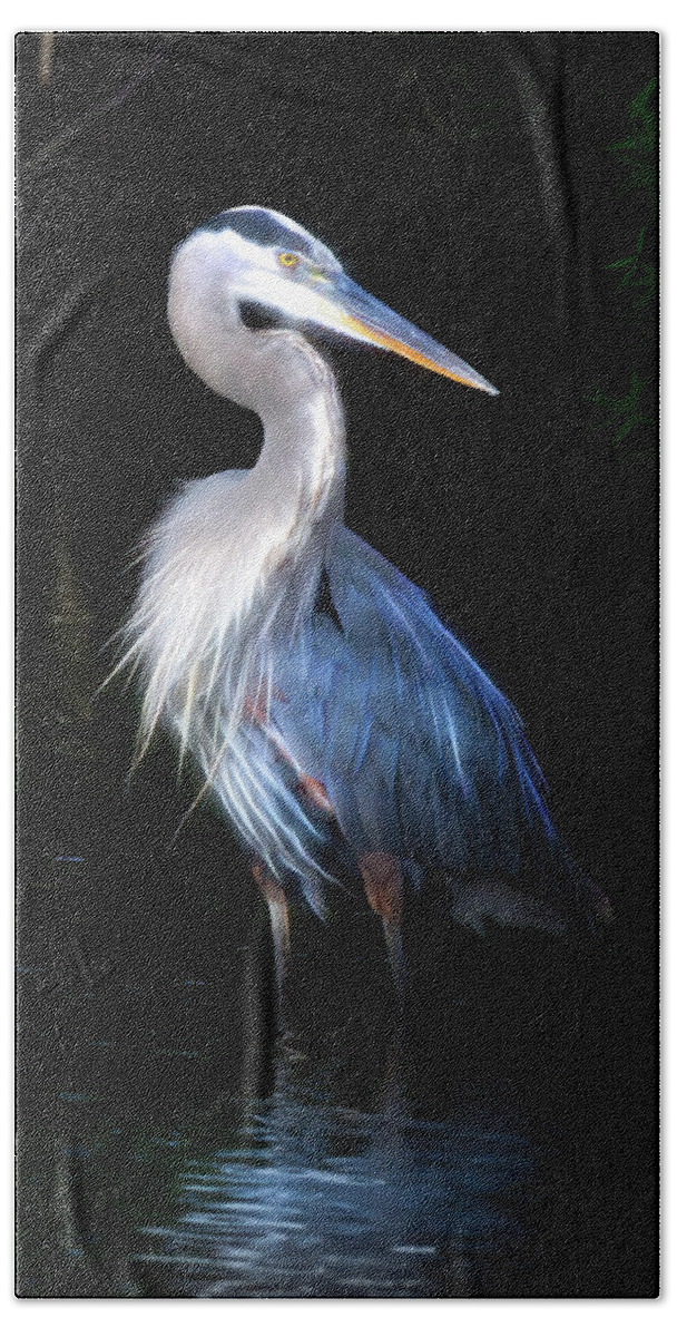 Great Blue Heron Hand Towel featuring the photograph The Great Heron by Mark Andrew Thomas