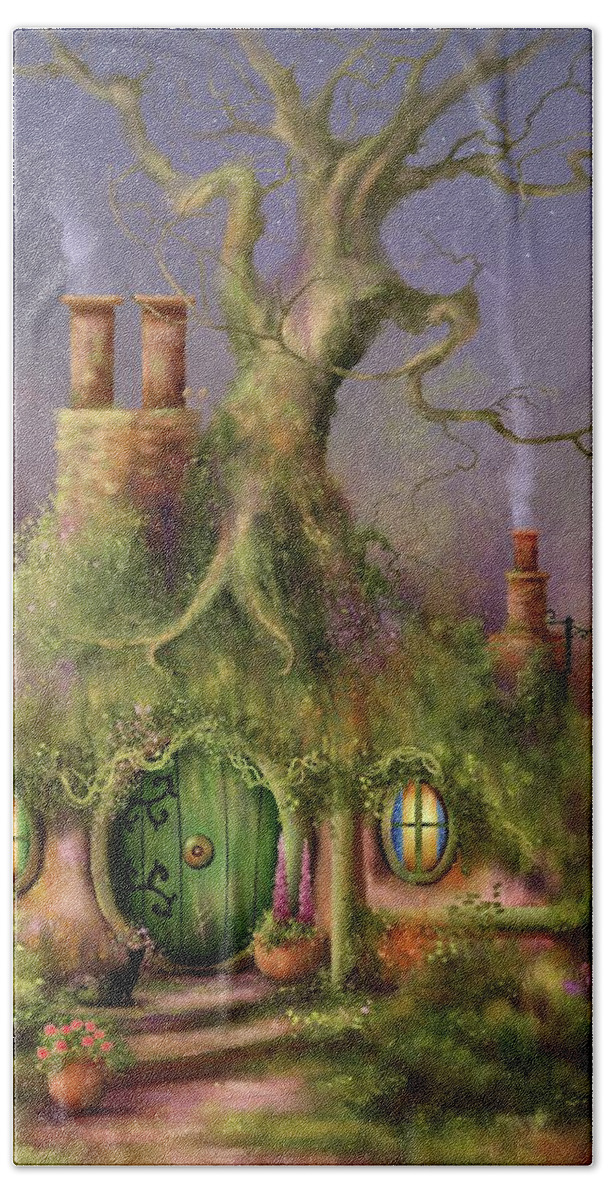 Tolkien Bath Towel featuring the painting The Green Door by Joe Gilronan