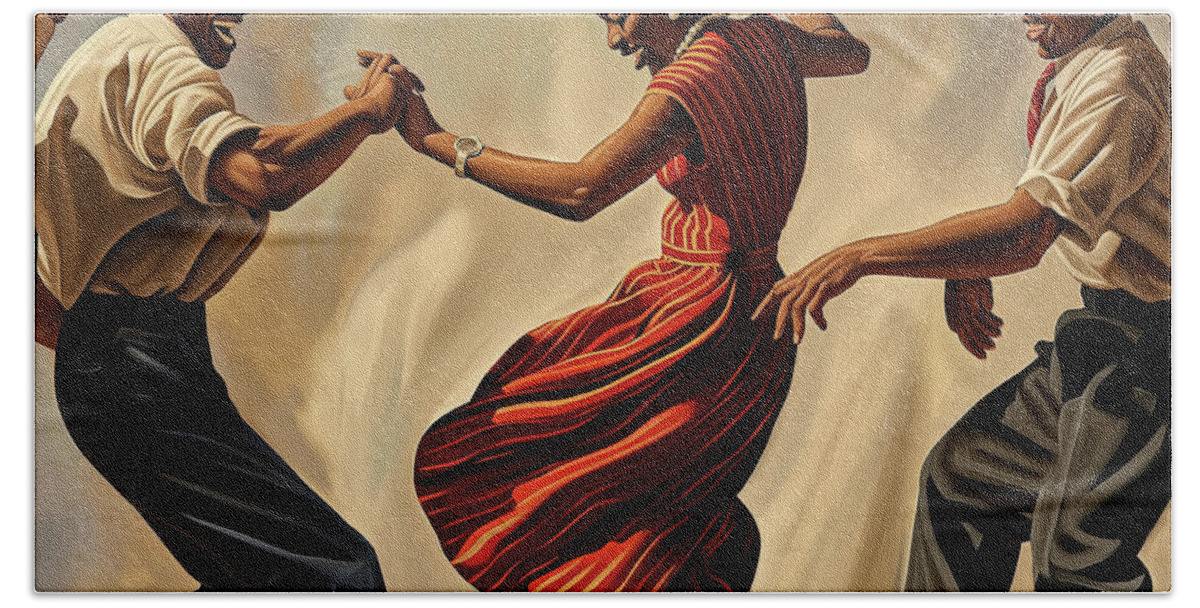 Swing Hand Towel featuring the digital art The Harlem Lindy Hop by William Ladson