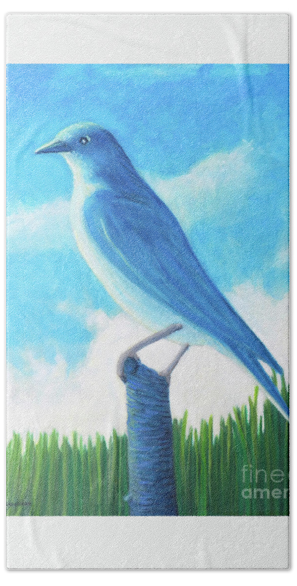Blue Bird Bath Towel featuring the painting The Healing Light by Brian Commerford