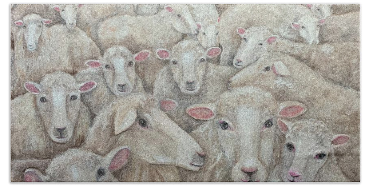 Oil Hand Towel featuring the painting The Herd by Barbara Landry