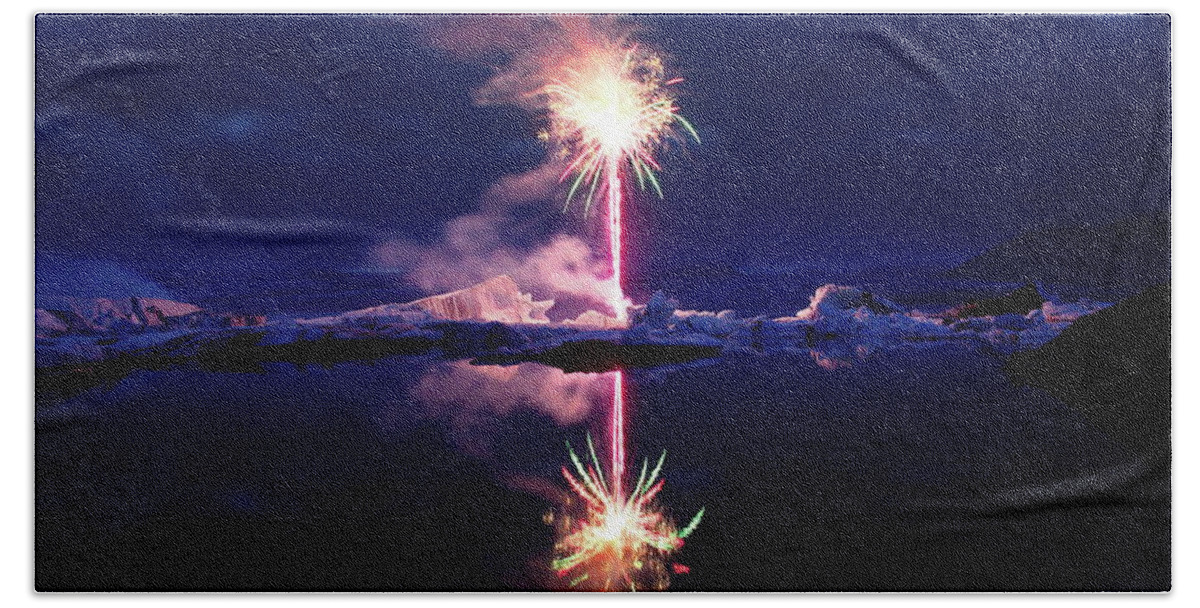 Fireworks Bath Towel featuring the photograph The ice candle by Christopher Mathews