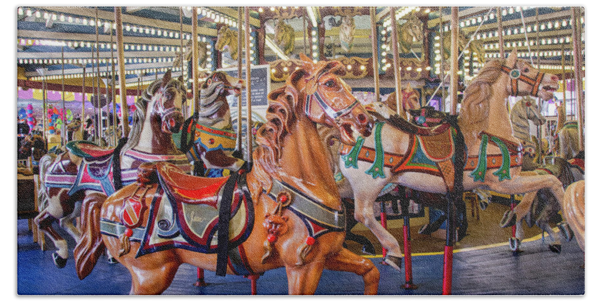 Seaside Heights Bath Sheet featuring the photograph The Iconic Seasides Heights Carousel by Kristia Adams