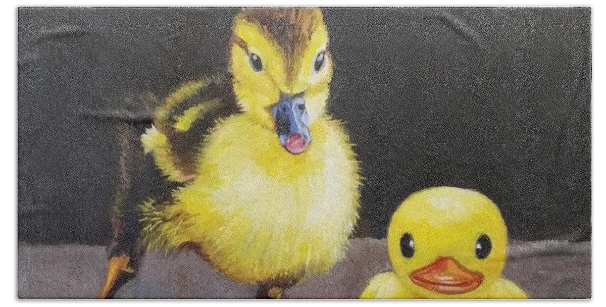 Duck Bath Towel featuring the painting The Imposter by Jean Cormier