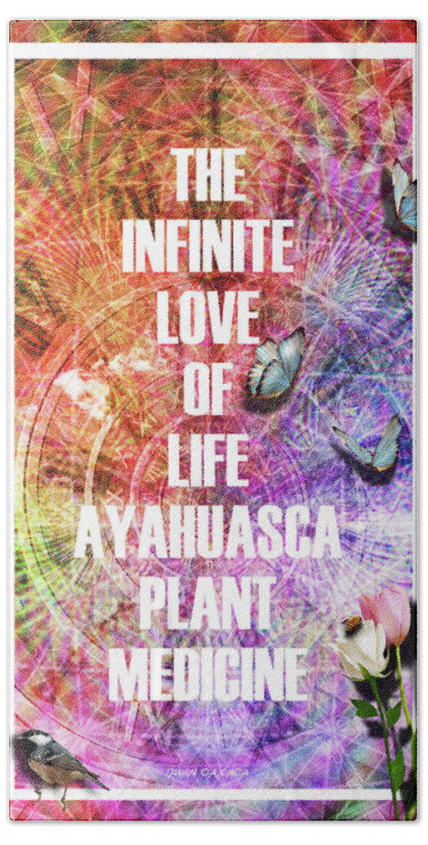 Inspiration Hand Towel featuring the digital art The Infinite Love Of Life by J U A N - O A X A C A