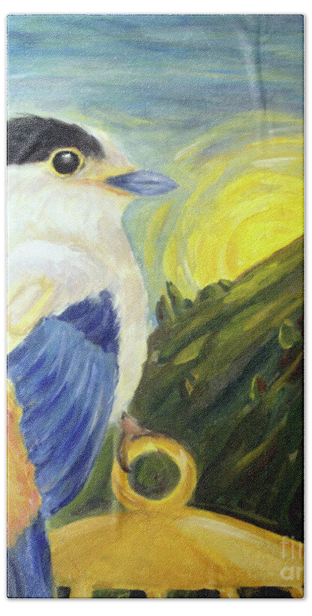 Bird Bath Towel featuring the painting The Key by Maria Langgle