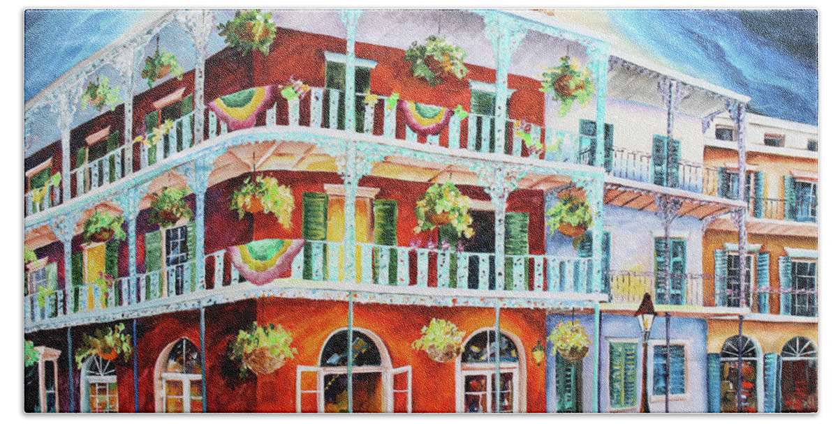 New Orleans Bath Towel featuring the painting The La Branche House in New Orleans by Diane Millsap