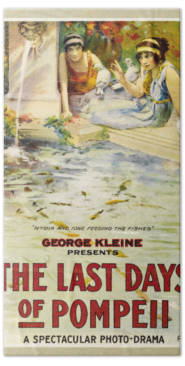 Last Hand Towel featuring the mixed media ''The Last Days of Pompeii'', 1913 by Movie World Posters