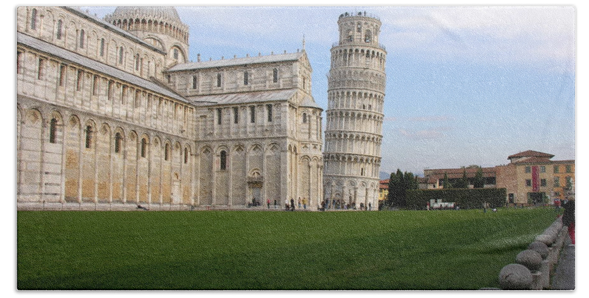 The Leaning Tower Of Pisa Hand Towel featuring the photograph The Leaning Tower of Pisa by Regina Muscarella