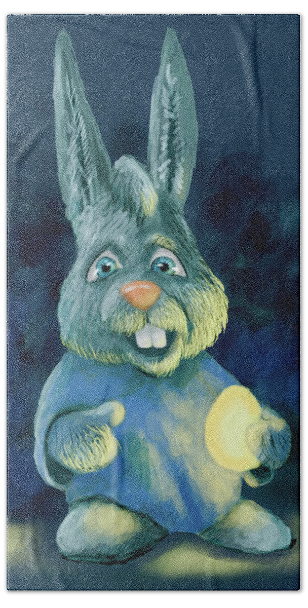 Bunny Bath Towel featuring the digital art The Luminous Egg by Larry Whitler