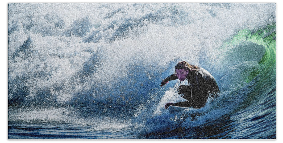 Surf Bath Towel featuring the photograph The Man and The Sea by Luis Vasconcelos