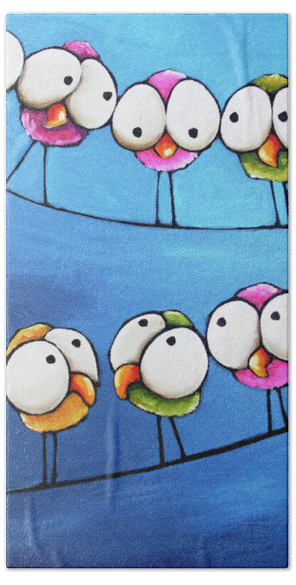 Bird Bath Towel featuring the painting The Meeting by Lucia Stewart