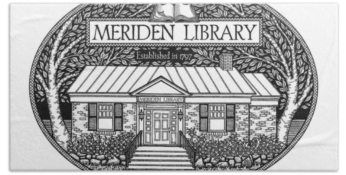 Library Hand Towel featuring the drawing The Meriden Library Logo by Amy E Fraser