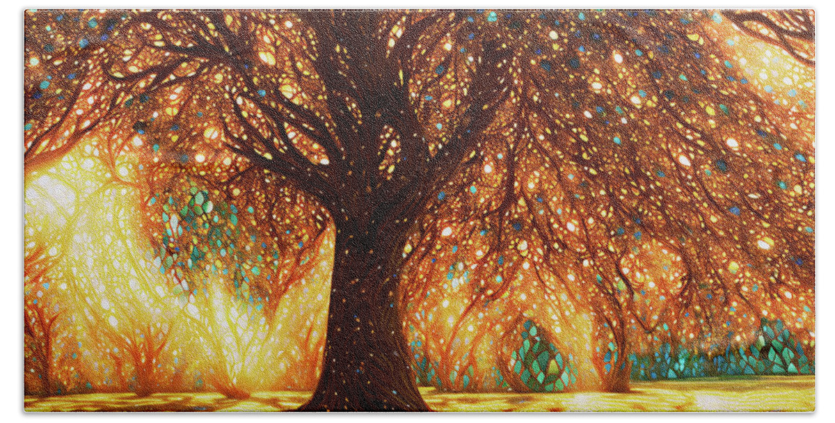 Trees Bath Towel featuring the digital art The Mighty Tree by Peggy Collins