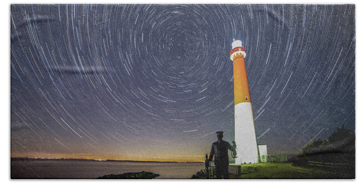 Barnegat Bath Sheet featuring the photograph The Night Watch at Barnegat Lighthouse by Kristia Adams