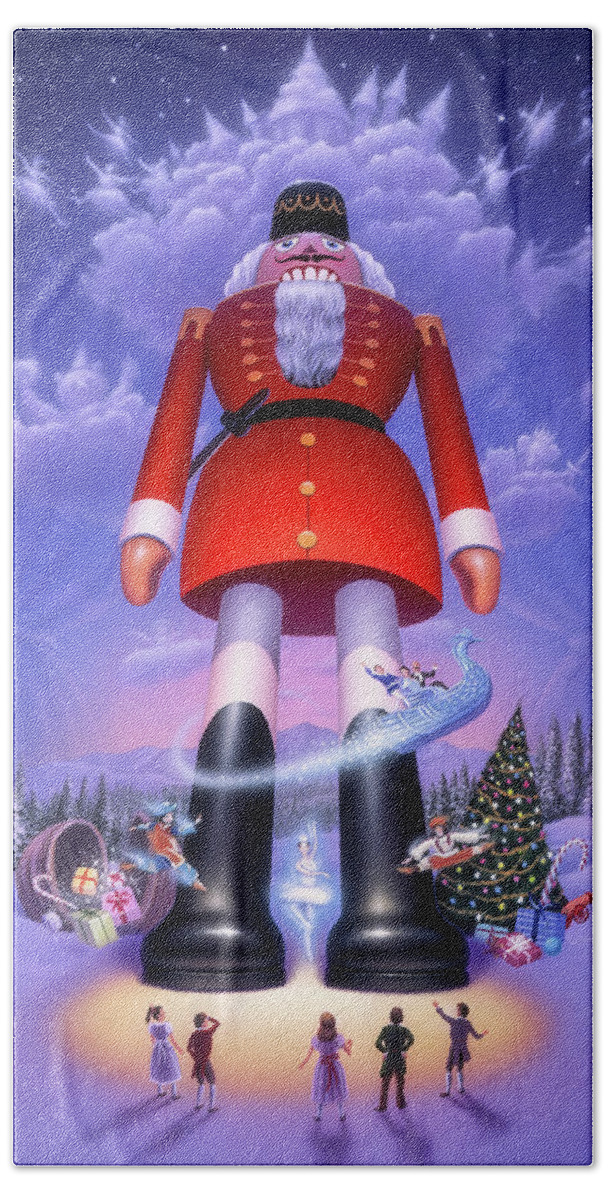 Nutcracker Hand Towel featuring the painting The Nutcracker by Jerry LoFaro