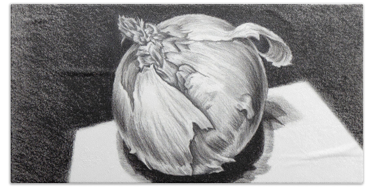 Onion Hand Towel featuring the drawing The Onion by Nancy Cupp