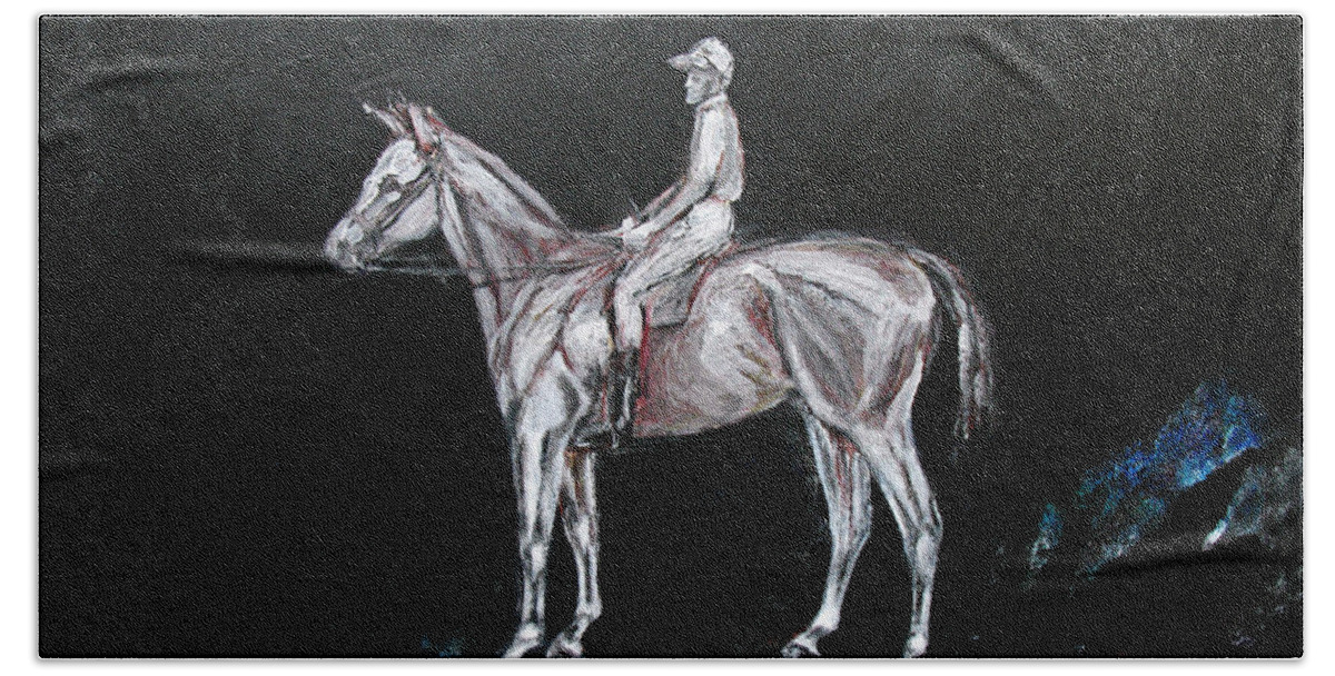 Horse Bath Towel featuring the painting The Outsider by Tom Conway