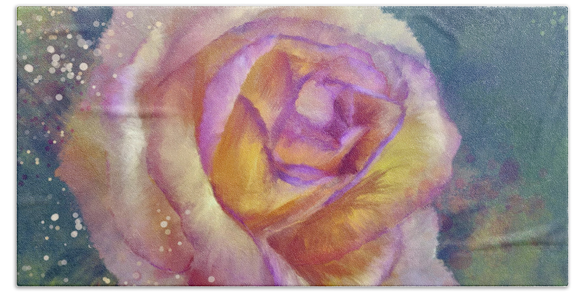 Flower Bath Towel featuring the digital art The Party Rose by Lois Bryan