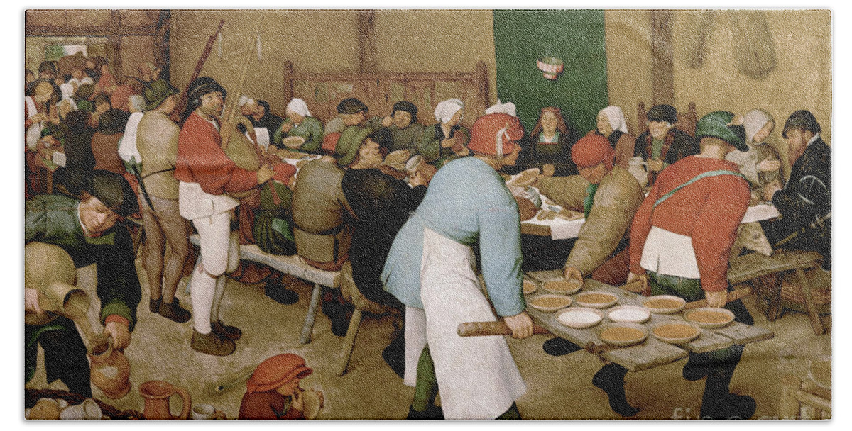 16th Century Bath Towel featuring the painting The Peasant Wedding, c1567 by Pieter Bruegel the Elder