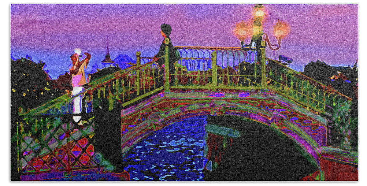 Disney World Bath Towel featuring the painting The Photographer by CHAZ Daugherty