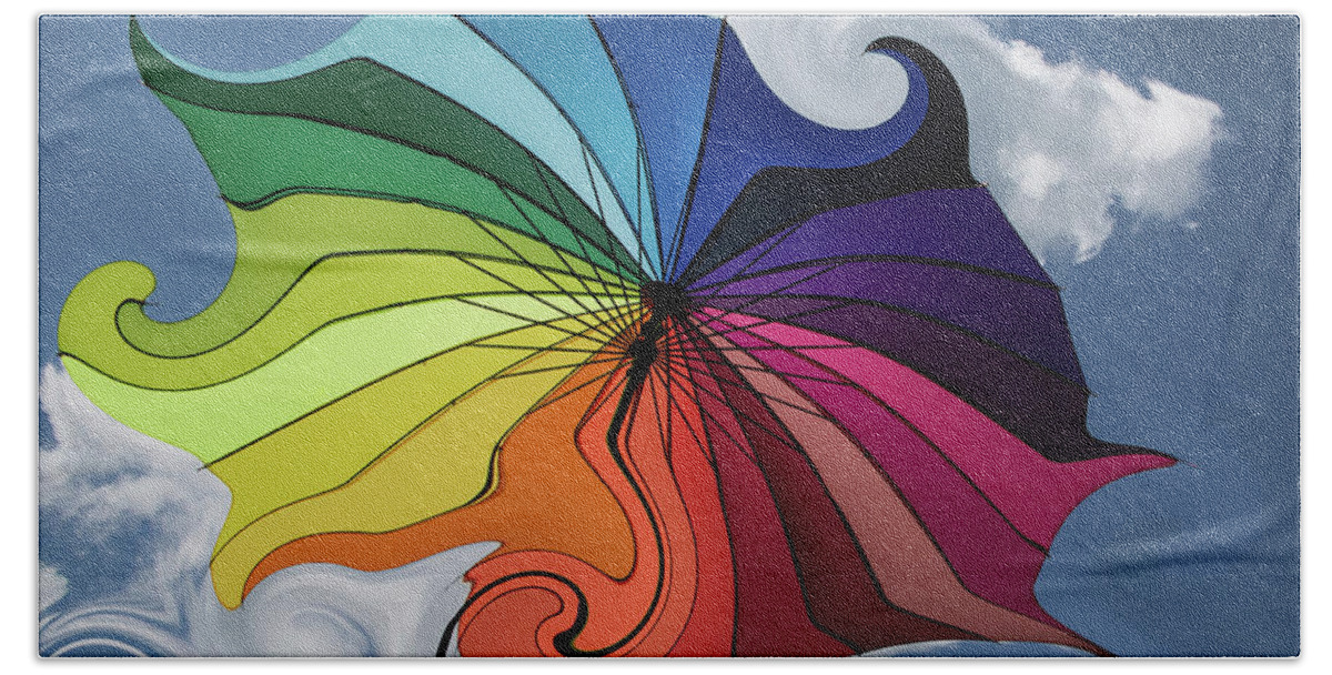 Rainbow Bath Towel featuring the photograph The Rainbow Umbrella by Sylvia Goldkranz