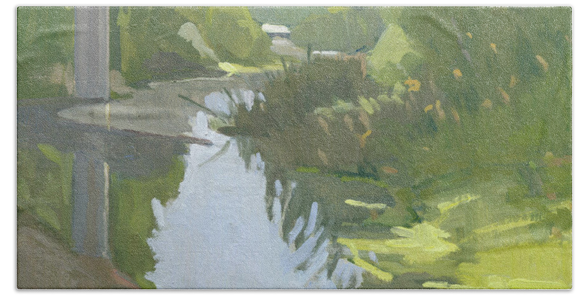 San Diego River Bath Towel featuring the painting The San Diego River by Paul Strahm