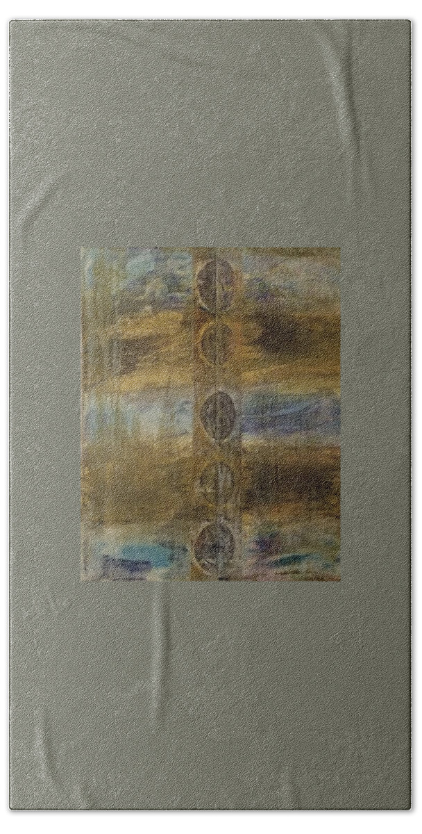 Abstract Hand Towel featuring the painting The Sentinel by Pour Your heART Out Artworks