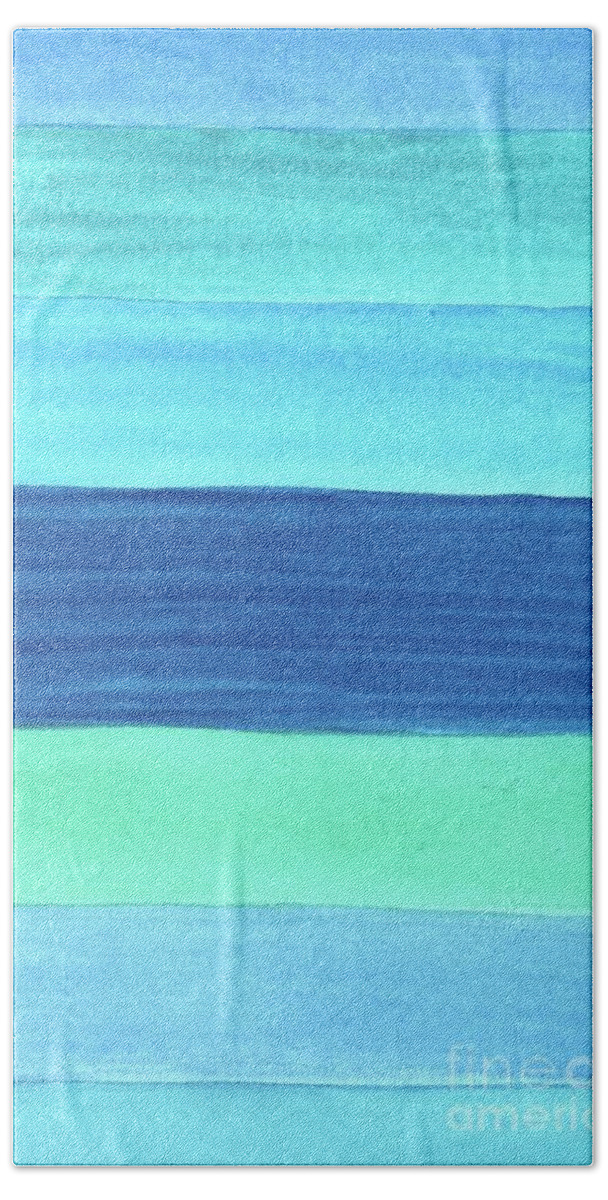 Abstract Ocean Bath Towel featuring the painting The Seven Seas by Donna Mibus