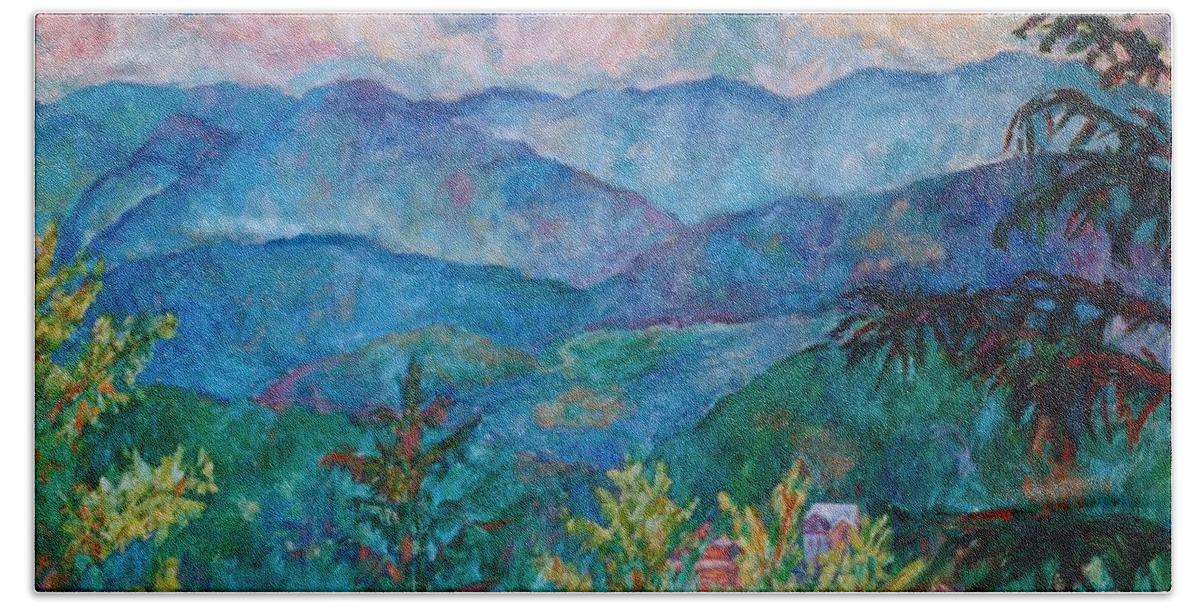 Smoky Mountains Bath Towel featuring the painting The Smoky Mountains by Kendall Kessler