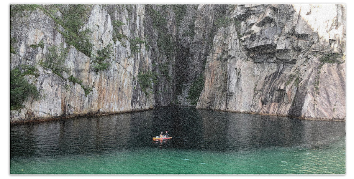 Scenic Bath Towel featuring the photograph The Sound of Silence - Cliffs and Fjords of Norway Canvas Prints by Shreya Sen