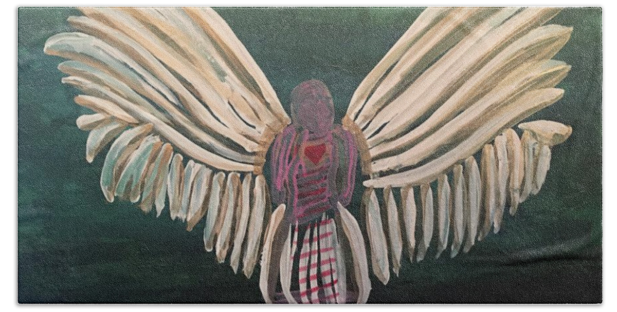 Angel Hand Towel featuring the painting The Spirit Arises Angel by Christine Tyler by Christine Tyler