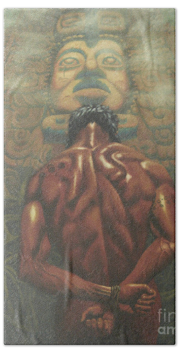 Maya Bath Towel featuring the painting The Supplicant by Ken Kvamme